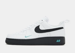 Nike Air Force 1 Low Branco/Sola Preta Bordado Azul